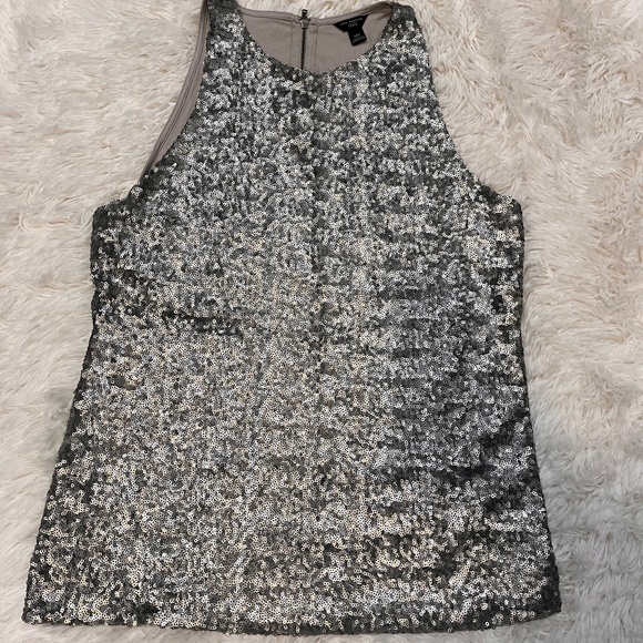 Ann Taylor Tops - Ann Taylor | Sequin Tank | Metallic Silver | Womens Medium Petite